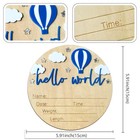 Baby Announcement Sign  5 9 Inch Wooden Hello World Small Signage  Dark Blue 