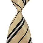 New Classic Striped Beige Black White Jacquard Woven 100  Silk Men s Tie Necktie