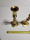 Vintage Pair Solid Brass Push Up Taper Candlesticks Set Of Two 8   Late 19th C 