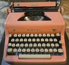 Vintage 1950 s Pink Royal Quiet Deluxe Typewriter W  Original Tweed Case