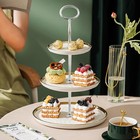 4-sets 15in 3-tier Silver Oval Cake Tray Stand Handle Metal Dessert Rod