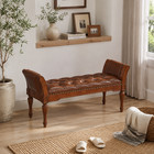 Retro Pu Leather Button Tufted Ottoman Upholstered End Of Bed Bench Foot Rest