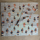 2 Lot Vtg Ralph Lauren Polo Bear Pillowcase Only Blue Striped Queen Made In Usa