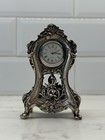 Beautiful Italian Silver Plated Hand Made Desk table Clock Baroque Style