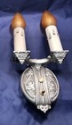Wired Pair Of Signed Antique    riddle    Sconces Two Arm Sconce Fixtures 1b