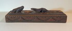 Vintage Hand Carved Wooden Chopstick Box Striking Detail Frog And Lizard Decor