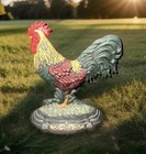 Vtg Cast Iron Rooster Doorstop Colorful Painted Farmhouse Country Kitchen 12 