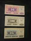 Bosnia Herzegovina 10 - 100 Dinara Lot Of 3 World Paper Money Banknotes  Foreign