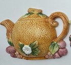 Vintage Ceramic Teapot Wall Plaques Fruit Set Orange Corn Apple