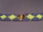 Vtg Native American Style Blue Green Loomed Large Seed Bead Belt 30       Stretch