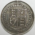 1889 Great Britain Silver One Shilling - Vf dark Details  lot 1 
