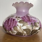 Vintage Hand Painted Milk Glass Gwtw  Lavender Pink Flower Lamp Shade 10    Fit
