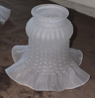 Vintage Frosted Satin Ruffled Edge Glass Lamp Shade Replacement 2 1 8  Fitter