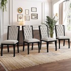 Kitchen Dining Room Chair Set Of 4 Side Chair High Back Tufted Nailhead Wood