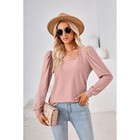 Womens Tops Summer Square Neck Long Sleeve T Shirts Loose Fit Casual Blouses