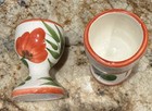 Vintage Red Flower Leaf Ceramic Egg Cup Egg Holder Hand Painted Made In Spain