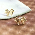 New  Kendra Scott Gold White Crystal X Loveshackfancy Bow Stud Earrings