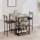 Dining Set Table And 2 Upholstered Height Chairs Bar Stools Wood Top For Kitchen