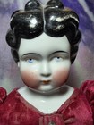 Antique German Hertwig China Head Doll Low Brow 18  Cloth Body 1880s To 1910s 