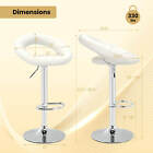 Set Of 2 Bar Stools Adjustable Pu Leather Barstools Swivel Pub Chairs White New