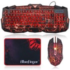 Backlit Gaming Keyboard   Mouse Combo  Usb Wired  3 Color Led  Multimedia Keys 