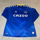 Everton Fc Jersey Men Medium Blue 2021-22 Van De Beek 30 Long Sleeve Home Hummel