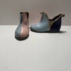 Vintage Leather Baby Shoes Color Block Jingle Bells Jester Pink Blue Red