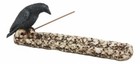 Macabre Raven Crow Perching On Heap Of Skull Incense Burner Or Holder