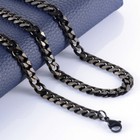 3 5 7 9 11mm Mens Cuban Curb Black Necklace Stainless Steel Link Chain 18 -30  