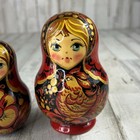 Vintage Matryoshka Russian Nesting Dolls Hand Painted Wood Set 5 Pieces Signed