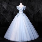 Women Floral Embroidered Evening Dress Prom Ballgown Long Banquet Party Elegant