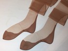 3 Pair Dark Seamed F f Cuban Heel Vintage Beige Bisque Sheer Nylon Stockings Nib