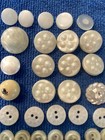 Lot Of 48 Vintage Deco Pearl White Shank 2-hole Fancy Patterns Sewing Buttons