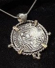 Authentic Spanish-colonial Shipwreck Era 1-real  Cob Coin In Gold silver Bezel