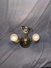 Vintage Brass Bouillotte Table Desk Lamp French Horn 2 Light Double Vintage