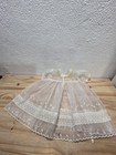 Vintage Baby Baptism Gown Dress Sheer Organza White Embroidery