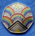 Pride 50p Coin 2022 Uk Unc Hand Coloured Rainbow Lgbtq Royal Mint Collector Gift