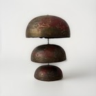 Antique Japanese 3 Tier Temple Bells  bronze  Hand Painted