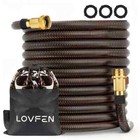 150ft Heavy-duty Black Expandable Garden Hose With 3 4 Solid Brass Fittings