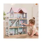 Large Pink Wooden Dollhouse With Furniture For Girls  6 Rooms 2 6ft High With   