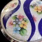 Vintage Pink Lady Refillable Powder Compact Mirror Floral Enamel Silver Tone