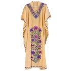 Womens Lounger Caftan Orange Cotton Blend Floral Embroidery Long Kaftan L-52 