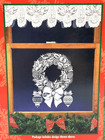Vintage Christmas Etched Glass Rub On Transfer Window Decor Wreath New 1995