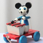 Antique Mickey Mouse Wooden Pull Toy  W Wheels   Musical For Antique Teddy Bear