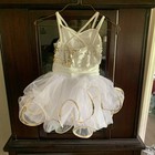 Wiessman Girls Dance Costume White Gold Tulle Size 1 C