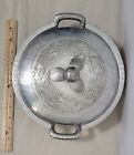 Vintage Hand Forged Hammered Aluminum Everlast Metal Casserole Dish W floral Lid