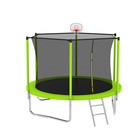 8ft Recreational Trampoline With Basketball Hoop W ladder  Enclosure Net  Green