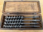 Vintage Set Russell Jennings 3 Tier Box Double Twist Auger Brace Drill Bits Nice
