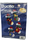Bucilla Felt Appliqu   Frogs Hoppy Christmas  83979 Set Of 4 Ornaments New