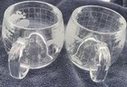 Nestle Co Globe Coffee Cups Etched Glass Tea Cocoa Mugs Vintage Set Of 2